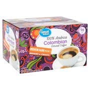 Great Value 100% Arabica Colombian Coffee Pods, Medium-Dark Roast, 96 Count- 0.33 each (Pack of 1)