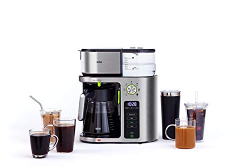 Braun KF9070SI MultiServe Machine 7 Programmable Brew Sizes / 3 Strengths + Iced Coffee, Glass...