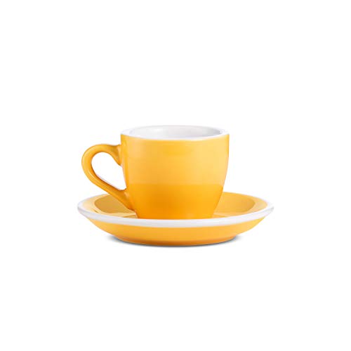 LOVERAMICS Espresso Cup and Saucer Egg Style, 80ml (2.7 oz) (Yellow, 2)