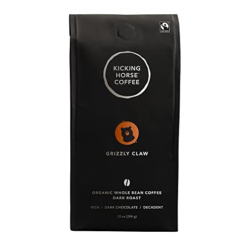 Kicking Horse Coffee, Grizzly Claw, Dark Roast, Whole Bean, 10 Oz - Certified Organic, Fairtrade,...