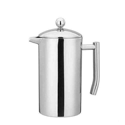 CAFÉ BREW COLLECTION High end French Press Double Wall Stainless Steel Mirror Finish (1L/34oz.)...