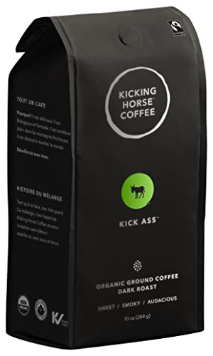 Kicking Horse Coffee, Kick Ass, Dark Roast, Ground, 10 Oz - Certified Organic, Fairtrade, Kosher...