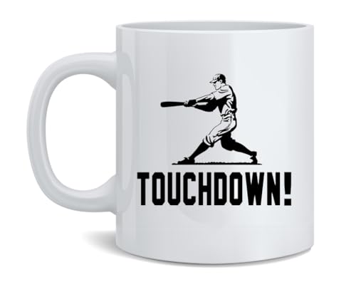 Touchdown Baseball Player Funny Sports Ceramic Coffee Mug Tea Cup Fun Novelty Gift 12 oz