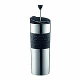 Bodum Travel Press, Stainless Steel Travel Coffee and Tea Press, 15 Ounce, .45 Liter, Black,1 Count...