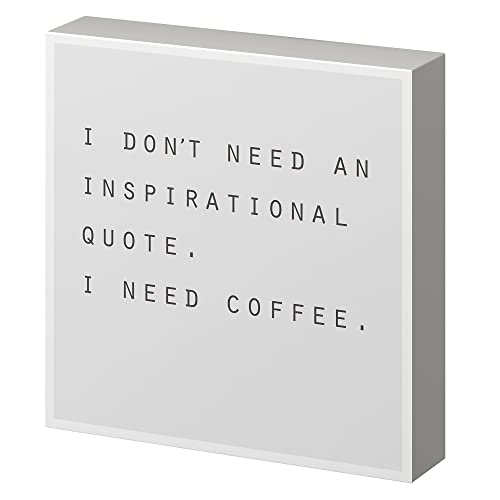 Barnyard Designs 'I Need Coffee' Wooden Box Sign, Funny Desk Decor, Primitive Decor Office Desk...
