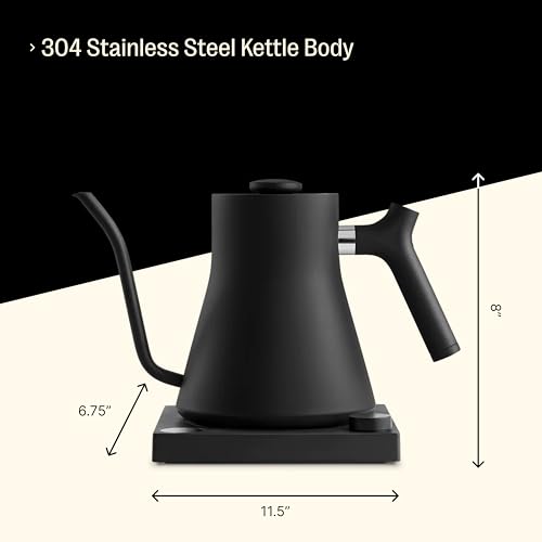 Fellow Stagg EKG Electric Gooseneck Kettle - Pour-Over Coffee and Tea Kettle - Stainless Steel...