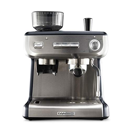 Calphalon Espresso Machine with Coffee Grinder, Tamper, Milk Frothing Pitcher, and Steam Wand, Temp...