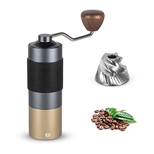 Manual Coffee Grinder - HEIHOX Hand with Adjustable Conical Stainless Steel Burr Mill, Capacity 30g...