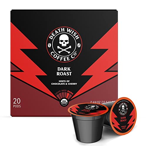 Death Wish Coffee Co. Single Serve Pods - Extra Kick of Caffeine - Dark Roast Coffee Pods - Made...