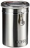 Oggi Stainless Steel Coffee Canister 62 fl oz - Airtight Clamp Lid, Clear See-Thru Top - Ideal for...