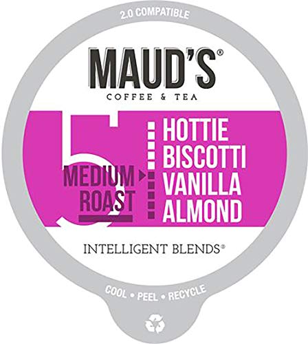 Maud's Vanilla Almond Flavored Coffee (Hottie Biscotti Vanilla Almond), 60ct. Recyclable Single...