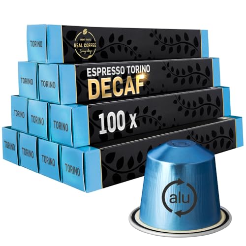 Decaf Italian ‘Torino’ Espresso for Nespresso | 100 Decaffeinated Aluminum Capsules | Bold...