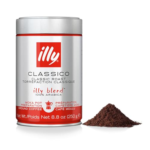 illy Ground Coffee Moka - 100% Arabica Flavored Coffee Ground - Rich Aromatic Coffee Grounds Profile...