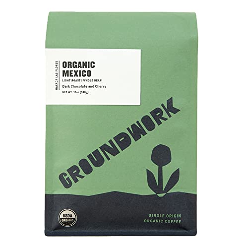 Groundwork Organic Single Origin Whole Bean Light Roast coffee, Mexico, 12 oz Bag