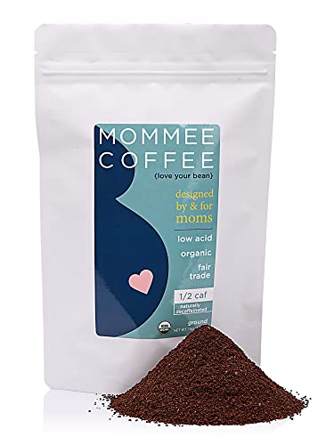 Mommee Coffee Half Caf Ground Low Acid Coffee - 100% Arabica Organic Coffee Beans with Smooth...
