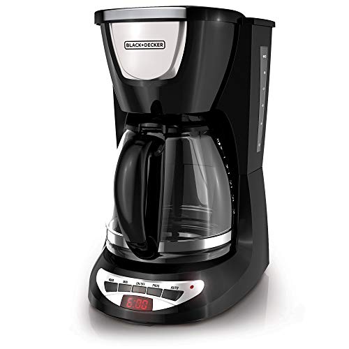 BLACK+DECKER 12-Cup Programmable Coffee Maker, DCM100B, Duralife Carafe, Easy-View Water Window,...