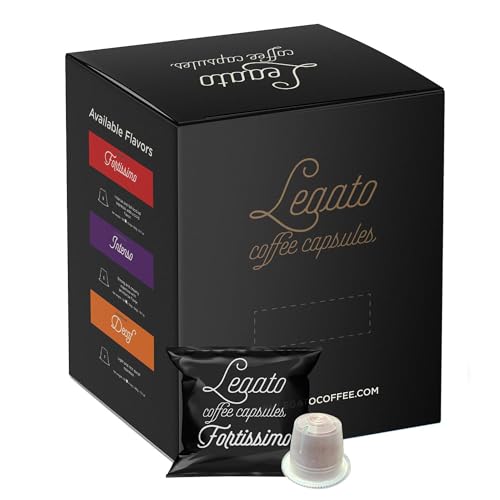 Legato Espresso Individually Packaged Capsules - 100 Count - Fortissimo Strength 9 - Italian Roasted...