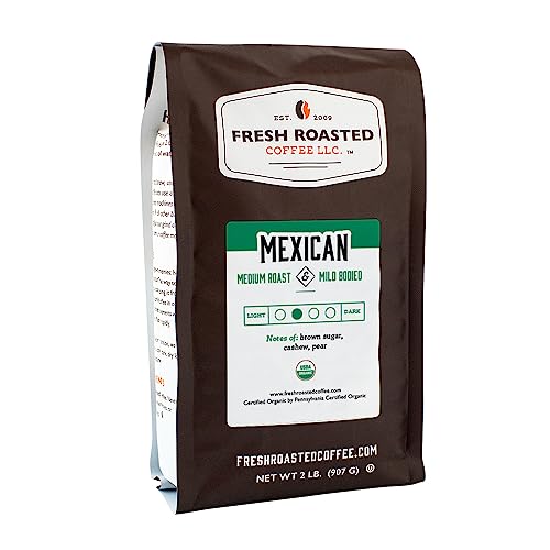 Fresh Roasted Coffee, Organic Mexican, 2 lb (32 oz), Medium Roast, Mold & Mycotoxin Tested, Kosher,...