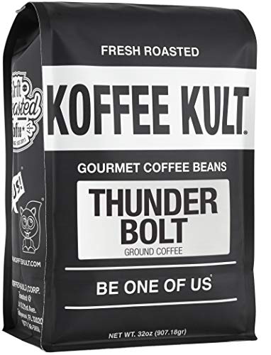 Koffee Kult Thunder Bolt Coffee Ground Our Darkest Roast Whole Bean 100% Arabica Robust Blend of...