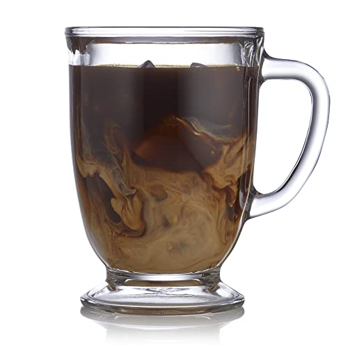 Libbey Kona Glass Coffee Mugs, 16-ounce, Set of 6