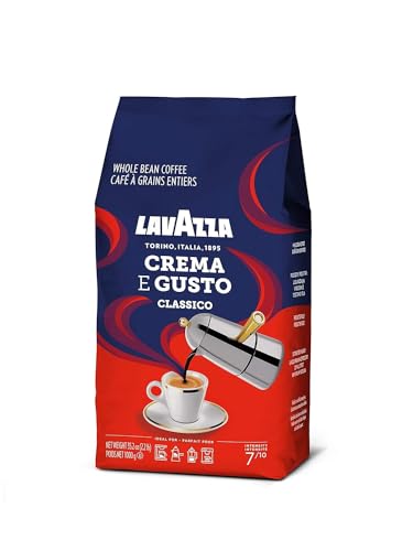 Lavazza Crema E Gusto Whole Bean Coffee 1 kg Bag, Authentic Italian, Blended and roasted in Italy,...