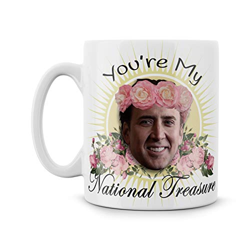 Birsppy You're My National Treasure Nic Cage Nicholas Cage Funny Gift Meme Funny Geek Nerd Ceramic...