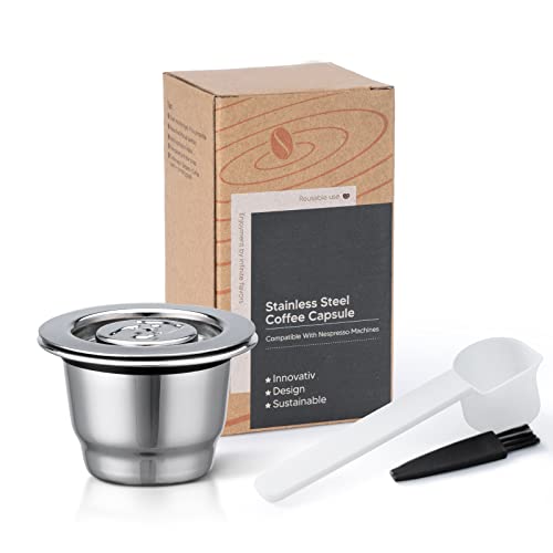 Stainless Steel Refillable Coffee Capsules with Accessories Compatible With Nespresso Machine Coffee...