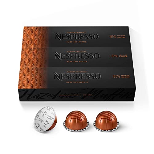 Nespresso Capsules VertuoLine, Hazelino Muffin, Mild Roast Coffee, 30 Count Coffee Pods, Brews 7.77...