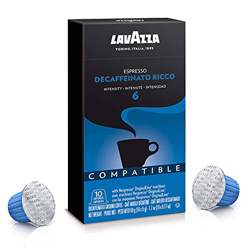 Lavazza Decaffeinato Ricco Espresso Dark Roast Capsules Compatible with Nespresso Original Machines...