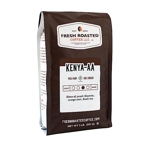 Fresh Roasted Coffee, Kenya AA, 2 lb (32 oz), Med-Dark Roast, Kosher, Whole Bean