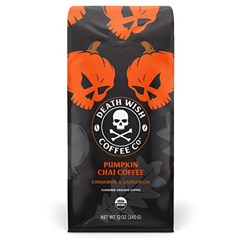 Death Wish Coffee Co. Organic Pumpkin Spice Dark Roast Coffee Ground [12 oz.] Fair Trade, Arabica,...