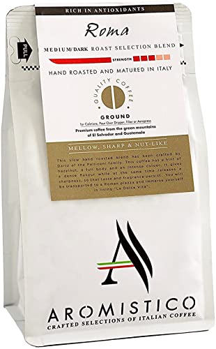 Aromistico - ROMA - Smooth Medium/Dark Roast - Mellow, Sharp & Nut-Like - Premium GROUND Coffee -...