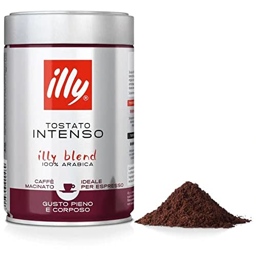 illy Intenso Ground Espresso Coffee, Bold Roast, Intense, Robust and Full Flavored With Notes of...