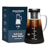 ovalware Airtight Cold Brew Iced Coffee Maker Pitcher and Tea Infuser with Spout - 1.0L / 34oz RJ3...