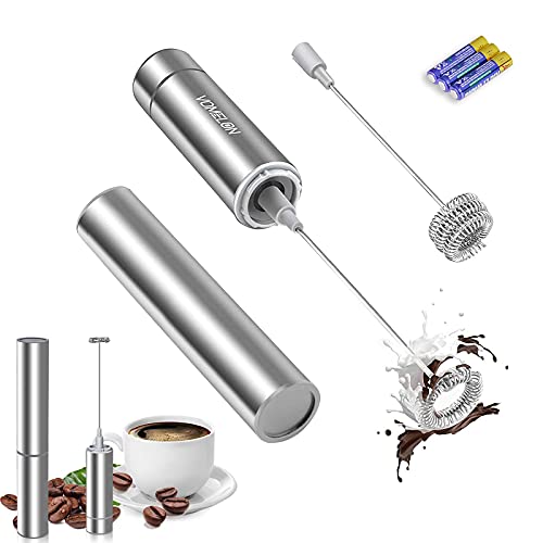 Milk Frother Handheld, Battery Operated Travel Coffee Frother Milk Foamer Drink Mixer with 2...