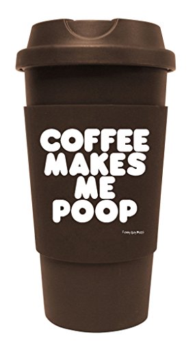 Funny Guy Mugs Coffee Makes Me Poop Travel Tumbler With Removable Insulated Silicone Sleeve, Brown,...