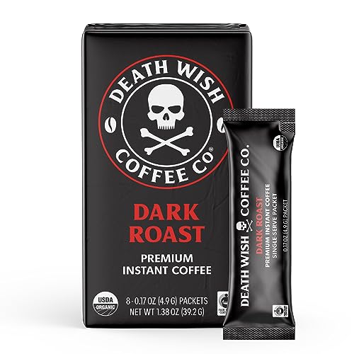 Death Wish Coffee Instant Dark Roast Coffee Packets, Bold & Intense Blend of Arabica & Robusta...