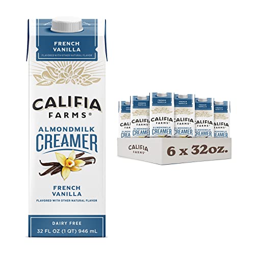 Califia Farms - French Vanilla Almond Milk Coffee Creamer, 32 Oz (Pack of 6), Shelf Stable, Dairy...