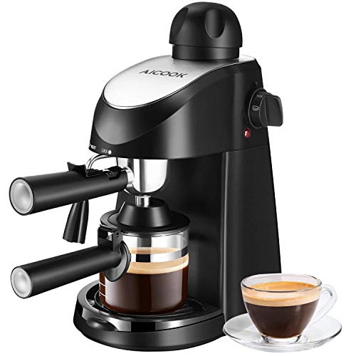 Aicook Espresso Machine, 3.5 Bar 4 Cup Espresso and Cappuccino Coffee Maker, 2 in 1 Semi-Automatic...