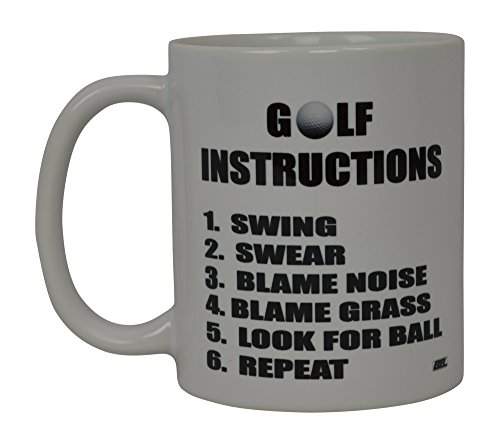 Rogue River Tactical Best Funny Golf Coffee Mug Golf Instructions Novelty Cup Joke Great Gag Gift...