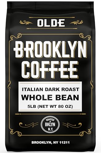 OLDE BROOKLYN Italian Dark Roast Whole Bean Coffee (5lb) - Extra Strong, Delicious Taste, Heavenly...