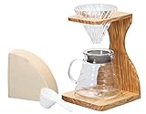 Hario V60 Olive Wood Pour Over Stand Set