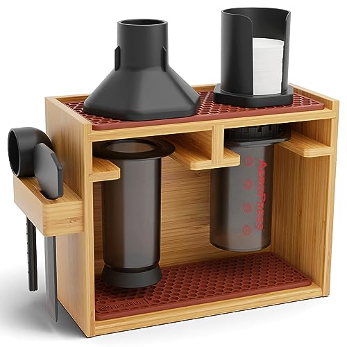 HEXNUB – Bamboo Organizer for AeroPress, Coffee Caddy Station Holds AeroPress Coffee Maker,...