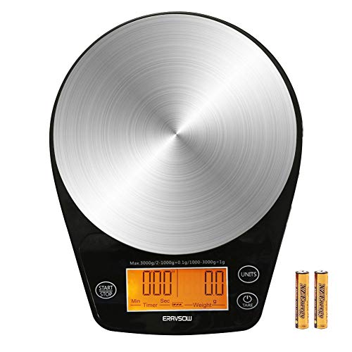 ERAVSOW Coffee Scale with Timer, Digital Hand Drip Coffee Scales,Stainless Steel Kitchen Food Weight...