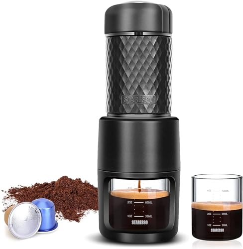 STARESSO Classic Portable Espresso Maker,Unique 2IN1 Travel Coffee Maker,Compatible Capsules and...