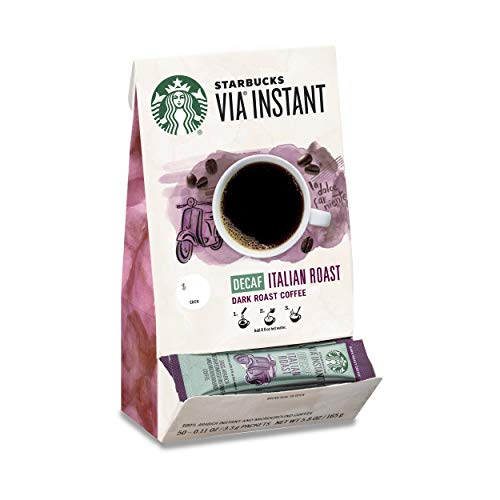 Starbucks VIA Instant Coffee—Dark Roast Coffee—Decaf Italian Roast—100% Arabica—1 box (50...