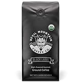 Devil Mountain Coffee Black Label Dark Roast Ground Coffee, Strong High Caffeine Coffee Grounds,...