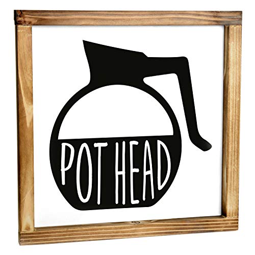 12x12 Inch - Funny Pot Head Sign Coffee, Coffee Wall Decor, Pot Head Kitchen Sign, Coffee Station...