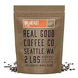Real Good Coffee Co - Whole Bean Coffee - 2 Pound Bag - Breakfast Blend Light Roast Coffee - Fresh...