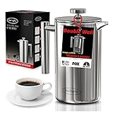 SterlingPro French Press Coffee Maker (1L)-Double Walled Large Coffee Press with 2 Free...